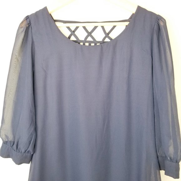 Want and Need Lattice Cutout Shift Dress Navy - Picture 2 of 13